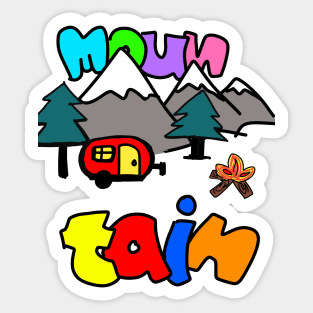 Mountain Cute Draw Cartoon Sticker